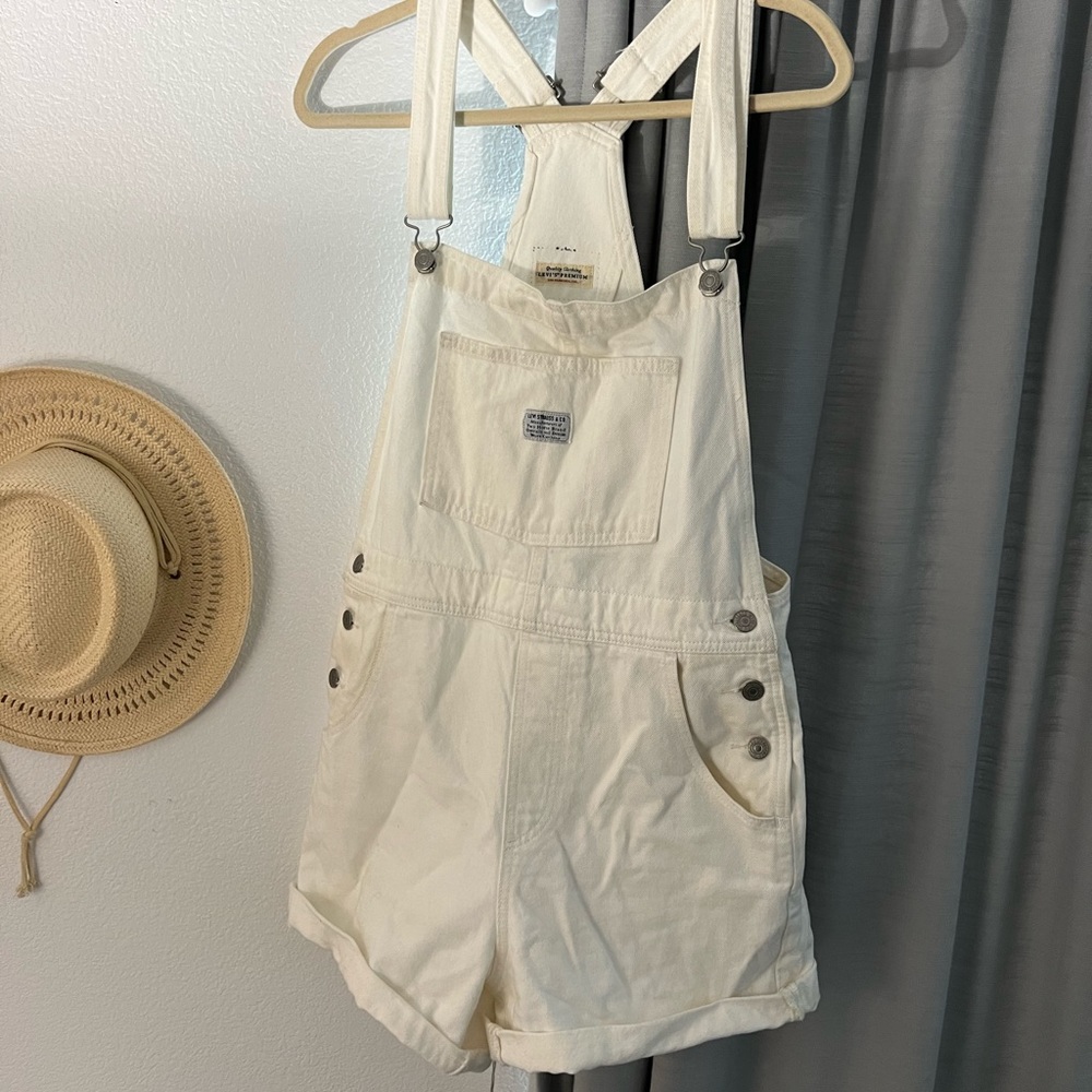 Levi's Ivory/Off-White Short Overalls